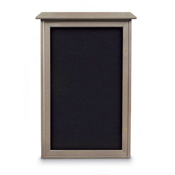 Indoor Enclosed Combo Board, 72"x36", Satin Frame/Black Porc & Rubber